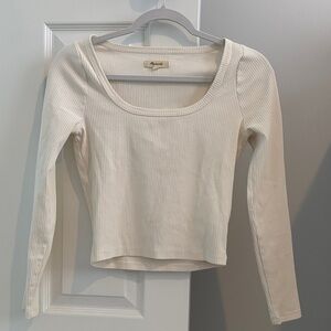 Madewell Cream Ribbed Long Sleeve Top